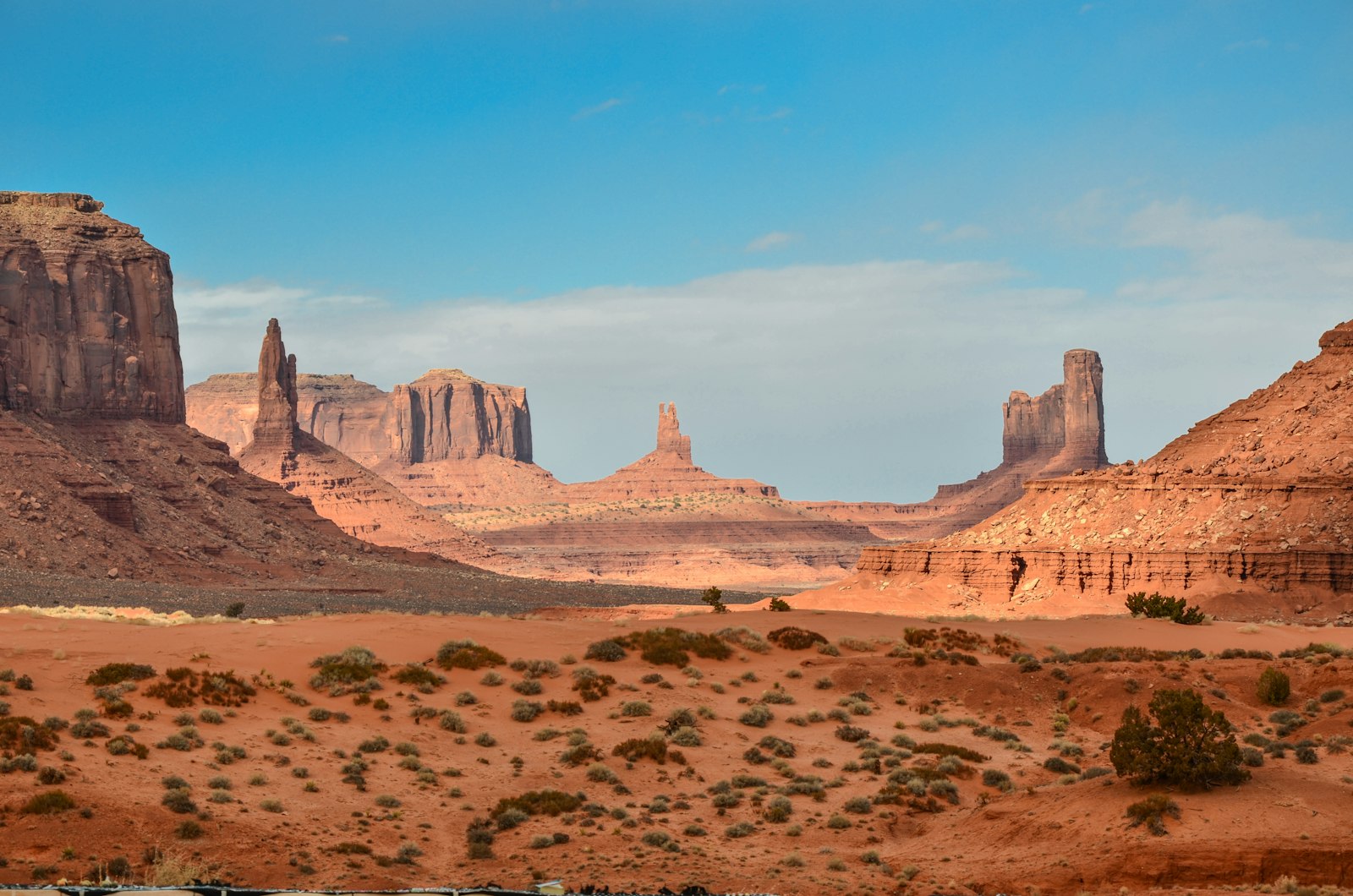 Arid desert mesas under clear daylight sky — desert habitat editorial, no neon