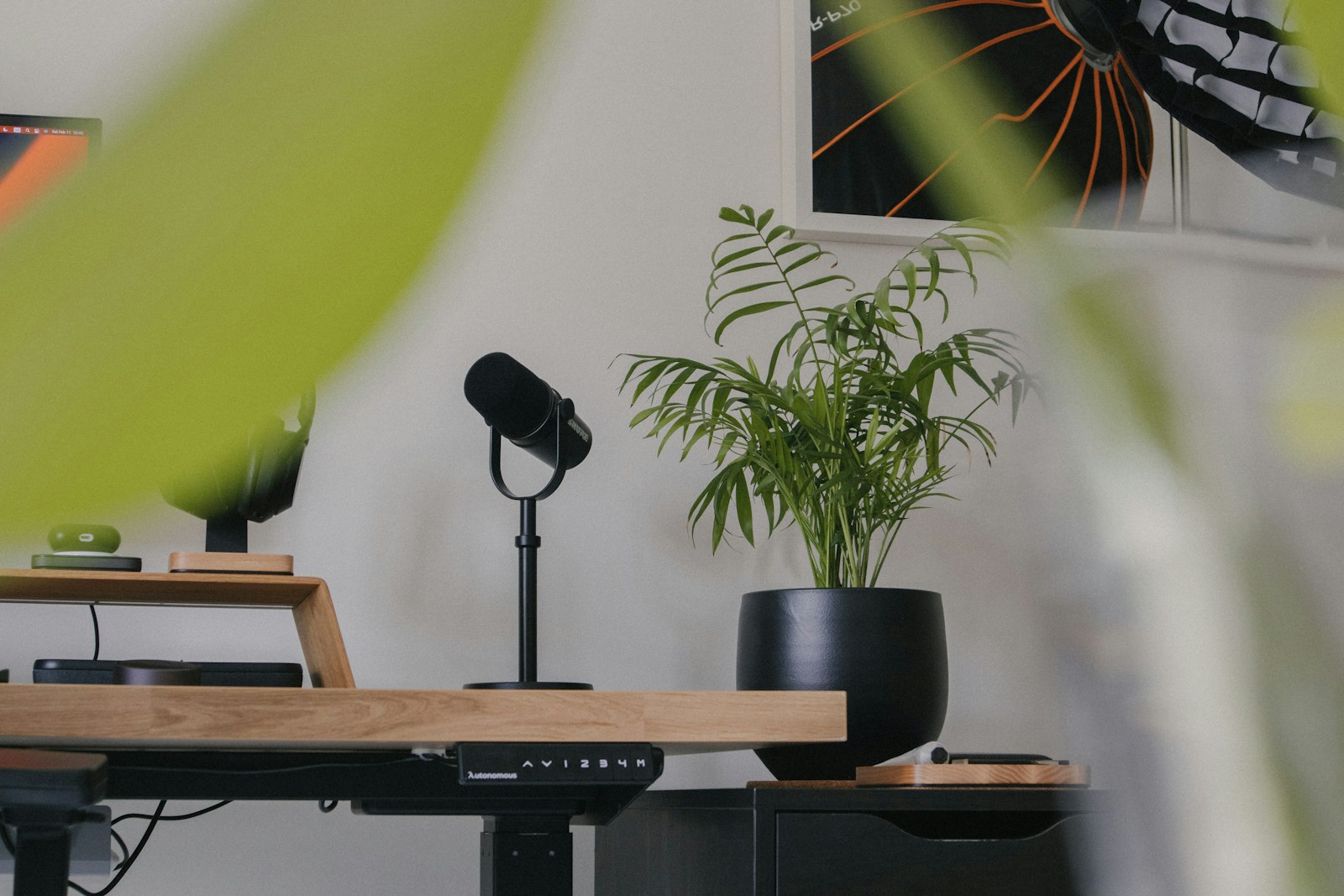 Studio microphone on desk with soft daylight — AI voice speech TTS brandable